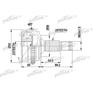 ШРУС наружн к-кт CITROEN: XM 89 - 94, XM 94 - 00, XM Br PATRON PCV1179