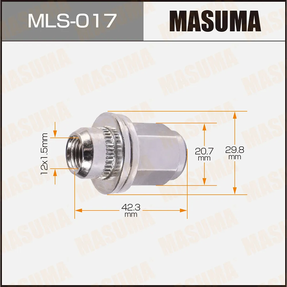 Гайка крепления колеса TOYOTALEXUS M12x1.5x42.7S21 MASUMA MLS017