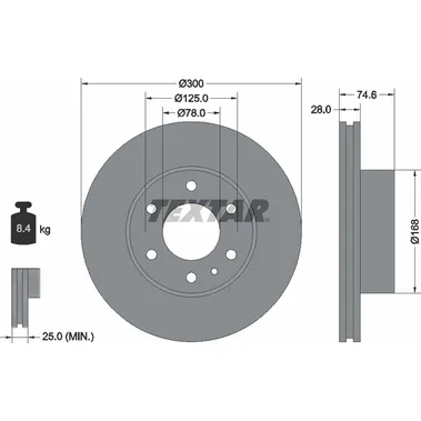 Диск тормозной передний стандартный IVECO TEXTAR 92155900