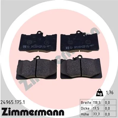 Колодки тормозные LEXUS GS 300/450h/460 05- передние ZIMMERMANN 249651751