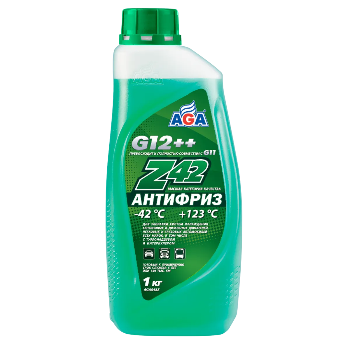 Антифриз AGA Z-42 G12++ готовый -42C зеленый 1 кг AGA048Z