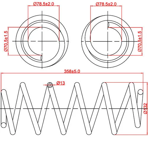 Пружина подвески передней Audi A4, A6, VW Passat B5, L358-D132-t13 ZIKMAR Z48031R