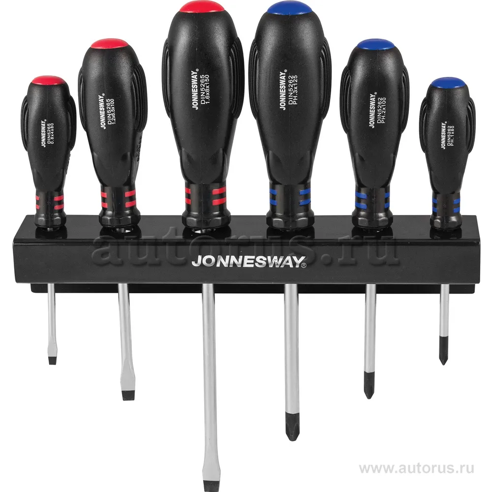 Набор отверток шлиц и крест HERCULES SL 4x80-8x150 PH 1-3, 6 пр. JONNESWAY D03PR06S