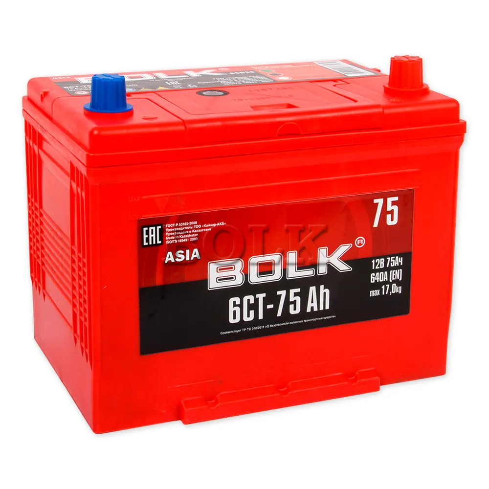Аккумулятор BOLK ASIA 75 А/ч обратный R+ 258x173x220 D26 EN 640 А