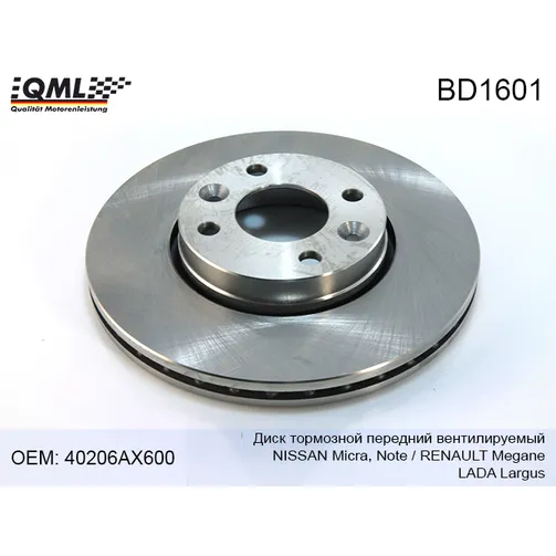 Диск тормозной передний вент. NISSAN MICRANOTERENAULT MEGANE 03 QML BD1601