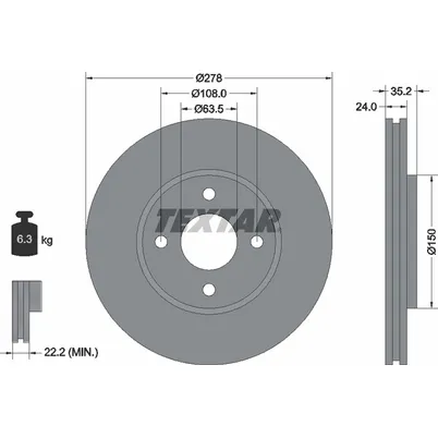 Диск тормозной передний стандартный FORD TEXTAR 92131300