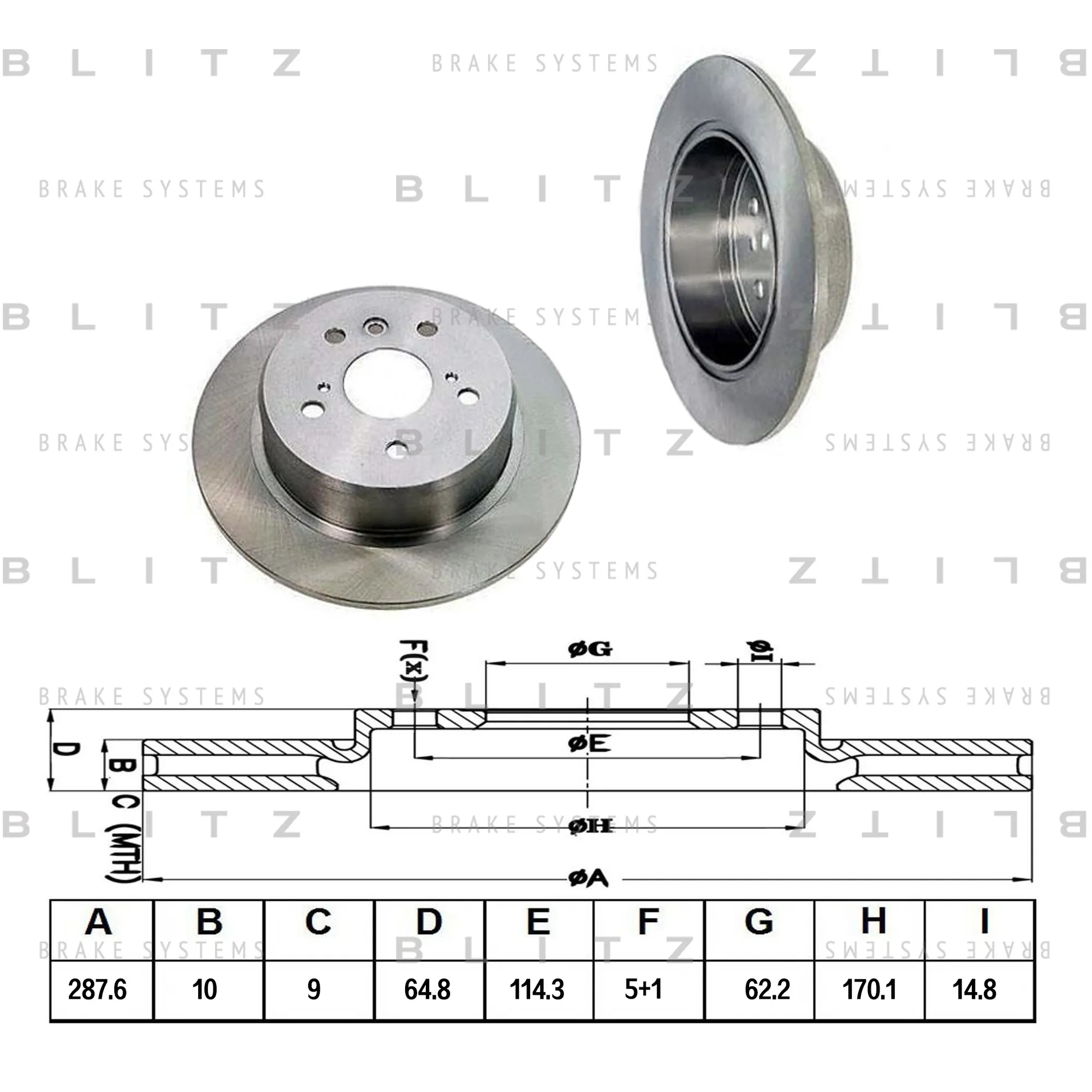 Диск тормозной задний TOYOTA CAMRY 91-> BLITZ BS0379