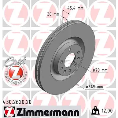 Диск тормозной тормозной ZIMMERMANN 430262020
