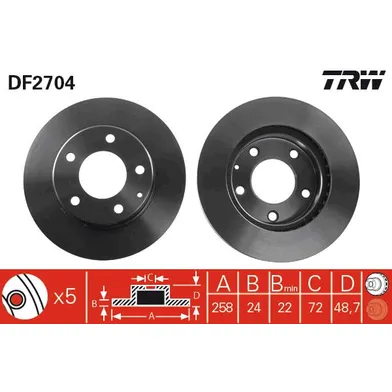 Диск тормозной передний MAZDA 626 TRW DF2704