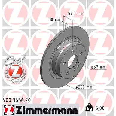 Диск тормозной, COAT Z ZIMMERMANN 400365620