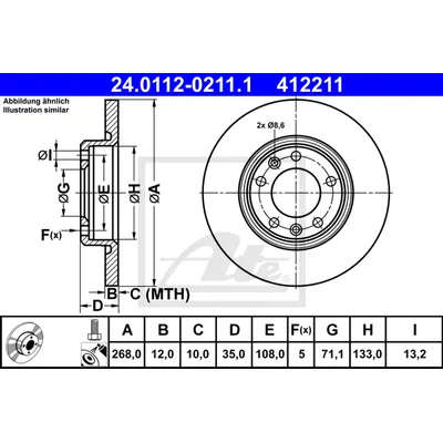 Диск тормозной CITROEN C4 II GRAND PICASSO 13- PGT 308 II 14- ATE 24011202111
