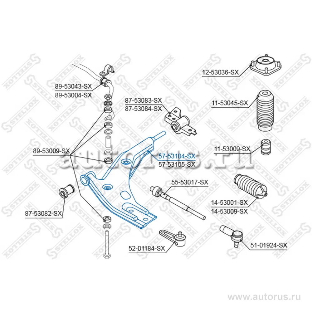 Рычаг п. KIA Sephia 94-97 (5753105_SX) STELLOX 5753104_SX
