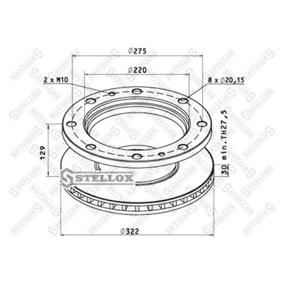 Диск тормозной передний 322/220X30/129 8NX2 322/220X30/129 STELLOX 8500794_SX