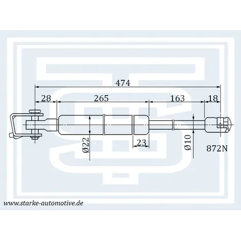 Амортизатор багажника JEEP GRAND CHEROKEE I L --04.99 L474mm / 850N STARKE 187-097