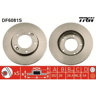Диск тормозной передний TRW DF6081S