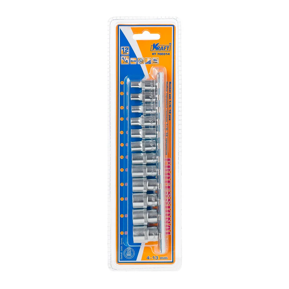 Набор головок торцевых 1/4Dr 12 шт, 4-13 мм KRAFT KT 700314