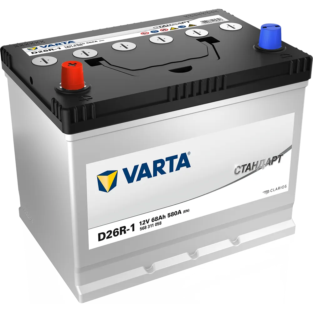 Аккумулятор VARTA СТАНДАРТ JIS 68 А/ч Прямая 258x174,5x223 EN580 А