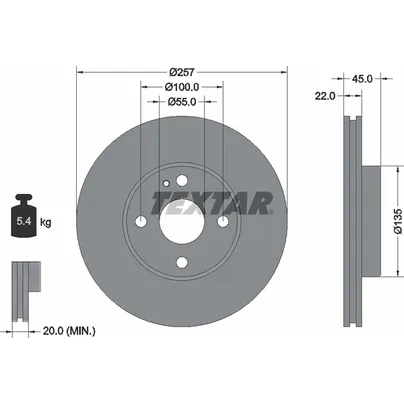 Диск тормозной передний стандартный FORD AUSTRALIA/MAZDA TEXTAR 92061600