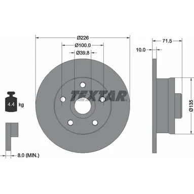 Диск тормозной задний стандартный SEAT/VOLKSWAGEN TEXTAR 92057200