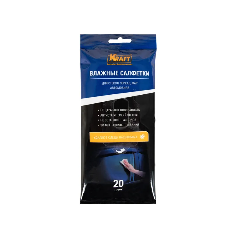 Салфетки влажные для стеклянных поверхностей (20 шт.) KRAFT KT834008