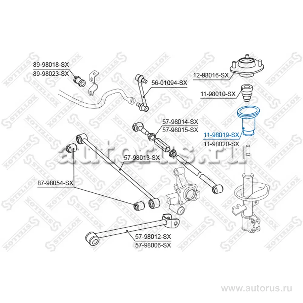 Пыльник амортизатора заднего правого toyota camry sxv10 vcv10 91-95 STELLOX 11-98019-SX