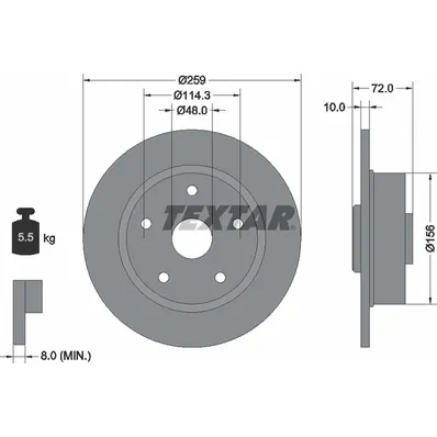 Диск тормозной задний стандартный FORD AUSTRALIA/FORD USA/MAZDA TEXTAR 92078800