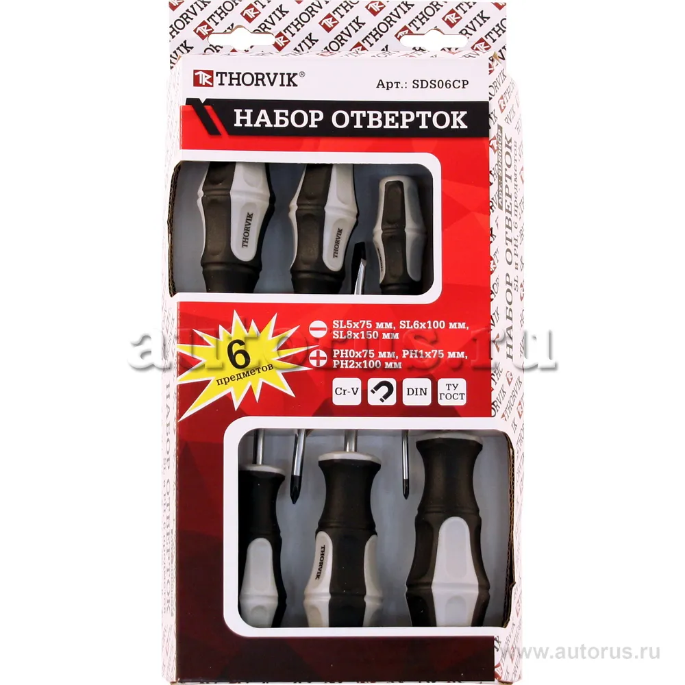 Набор отверток стержневых, 6 предметов THORVIK SDS06CP