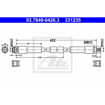 Шланг тормозной передний L,R ATE 83.7849-0426.3