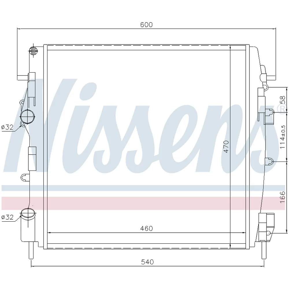 Радиатор системы охлаждения!/ Renault Kangoo, Nissan Kubistar 1.2-1.9DCi 01>