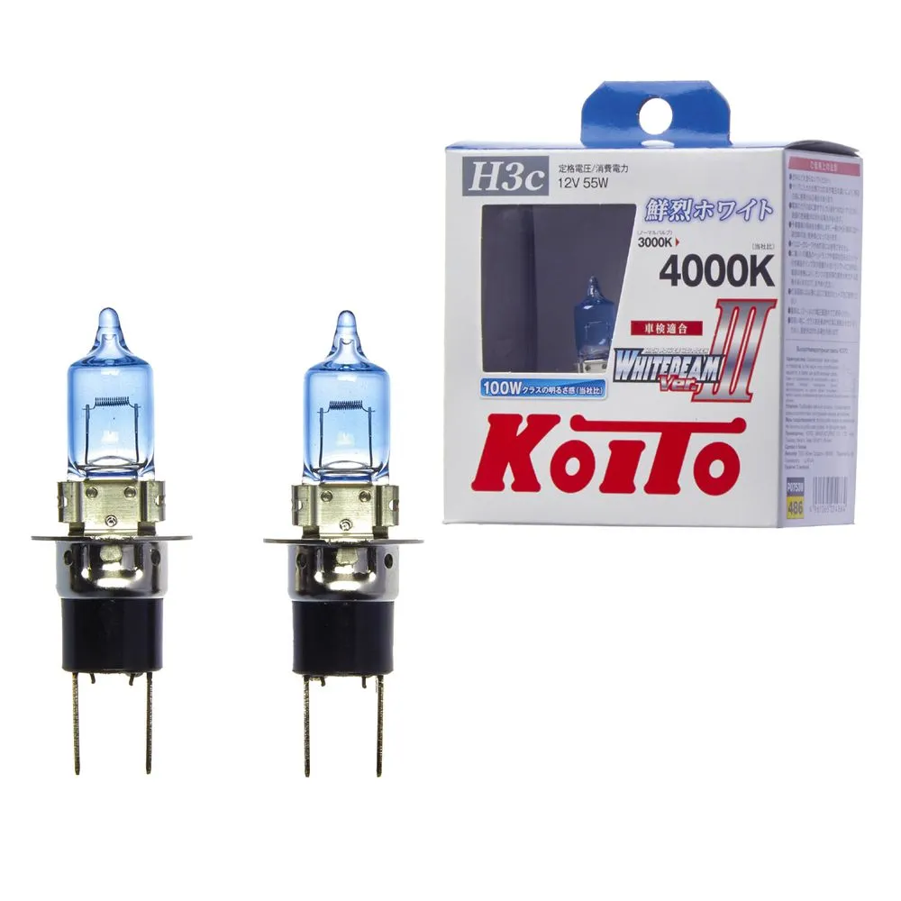 Лампа 12V H3C 55W PK22s 4000K KOITO Whitebeam 2 шт. картон P0753W