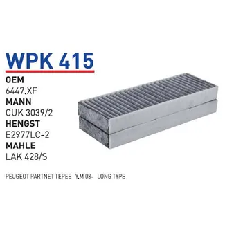 Фильтр салонный (угольный) CITROEN/PEUGEOT WUNDER FILTER WPK415