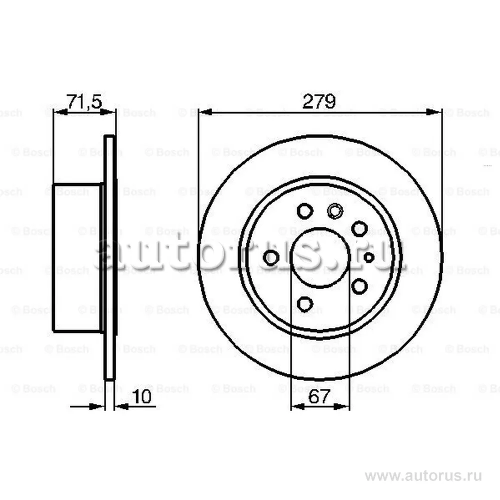 Диск тормозной MERCEDES-BENZ:/8 68-76,/8 68-77,/8 купе 69-77, CABRIOLET 69-71, COUPE 77-85, COUPE BOSCH 0986478199