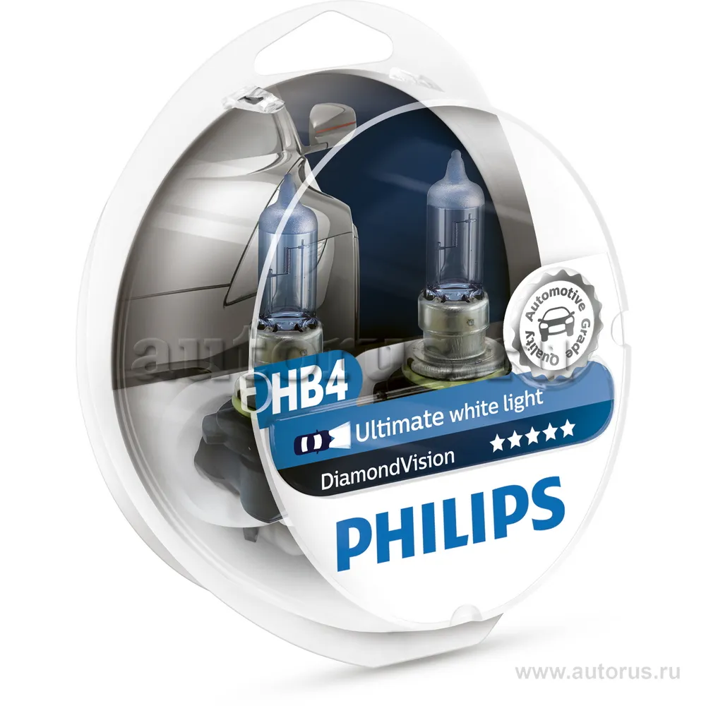 Лампа 12V HB4 55W 5000K PHILIPS Diamond Vision 2 шт. блистер 9006DVS2