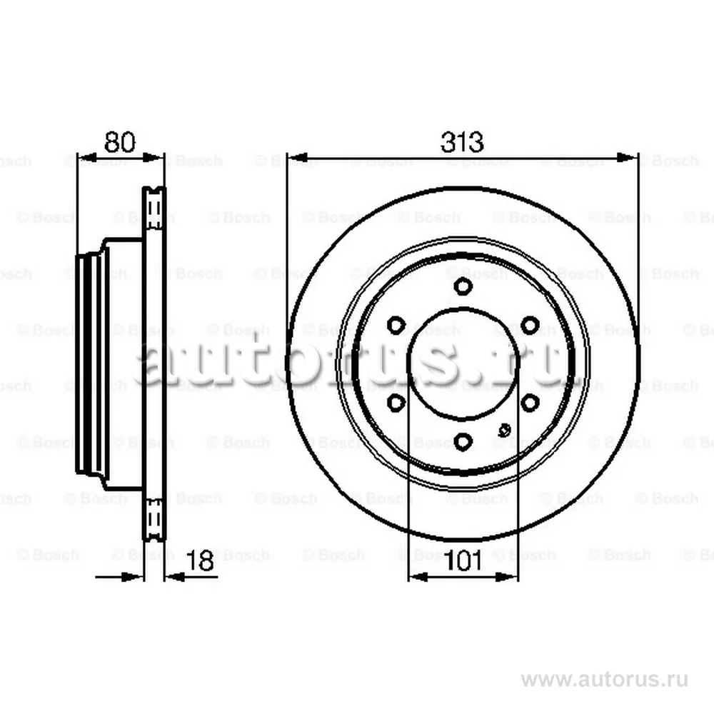Диск тормозной OPEL FRONTERA A 92-98, FRONTERA A SPORT 92-98, FRONTERA B 98 -, MONTEREY A 91-98, MONTEREY B 98-99 VAUXHALL FRONTERA 92-98, FRONTERA BOSCH 0986478496