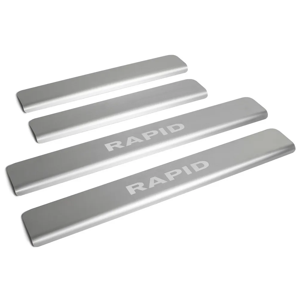 Накладки порогов RIVAL (4 шт.) Skoda Rapid 2014-2017; 2017-2020; 2020- (название модели) Skoda Rapid NP.5104.3