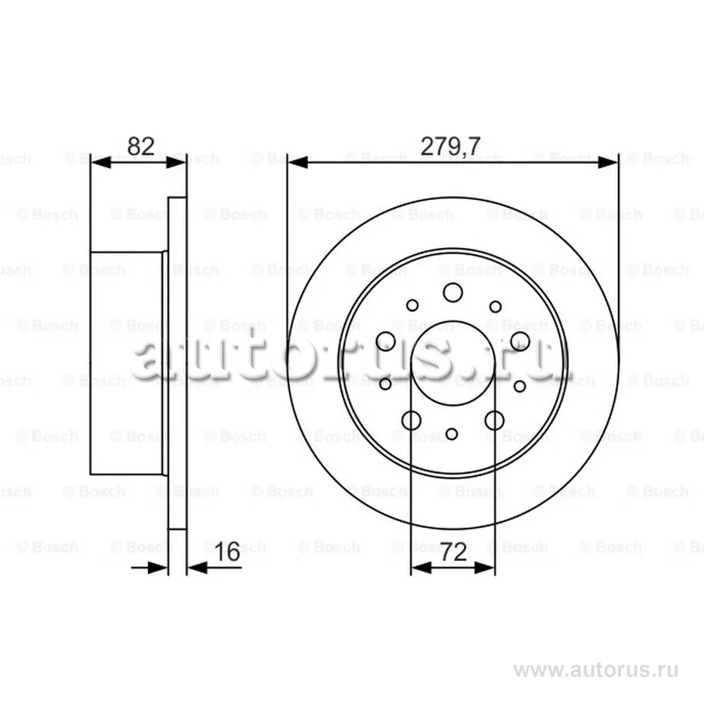 Диск тормозной PREMIUM 2, задний, FIAT DUCATO 02-06 CITROEN: JUMPER 02-06 PEUGEOT: BOXER 02-06 BOSCH 0986479S73