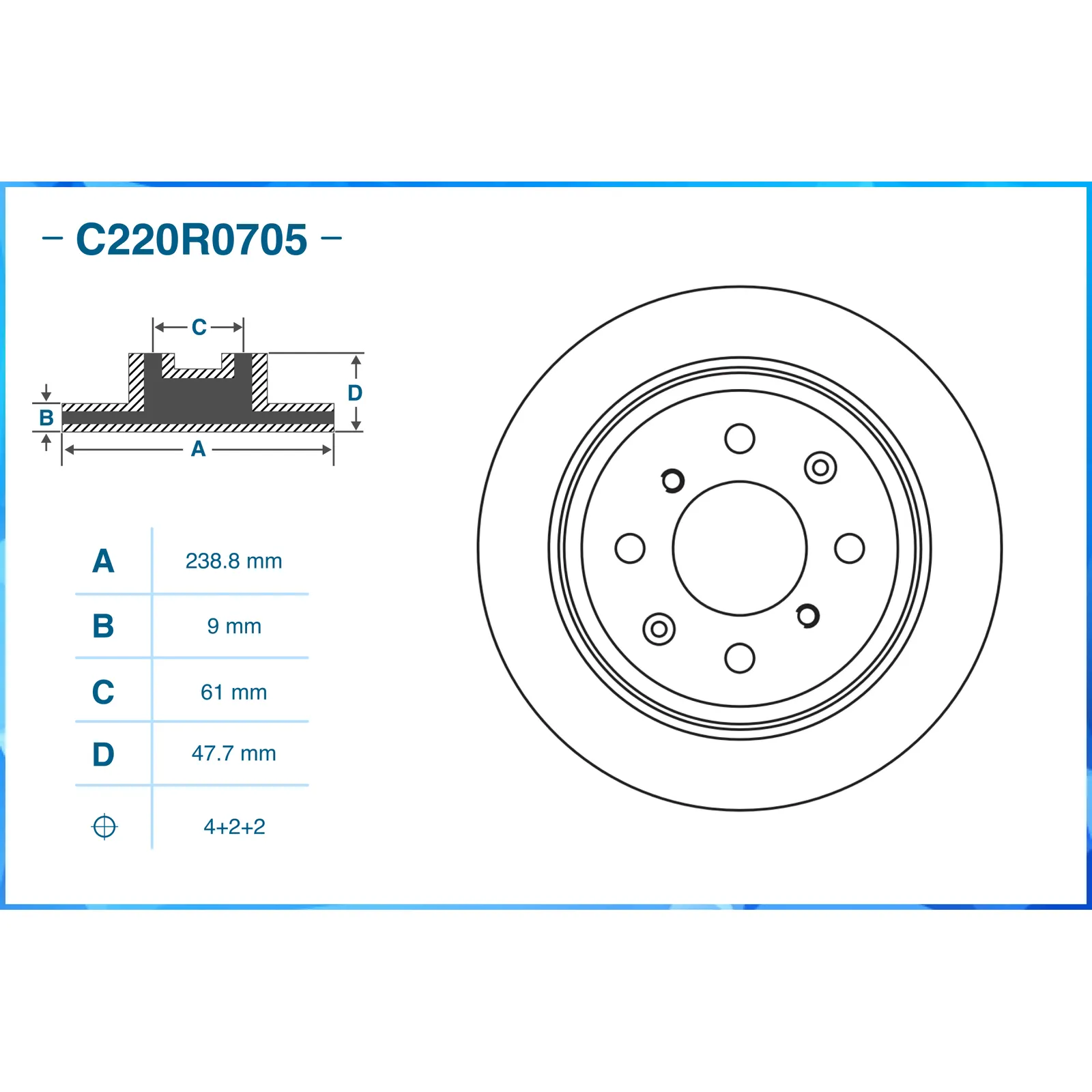 Диск тормозной задний CWORKS C220R0705