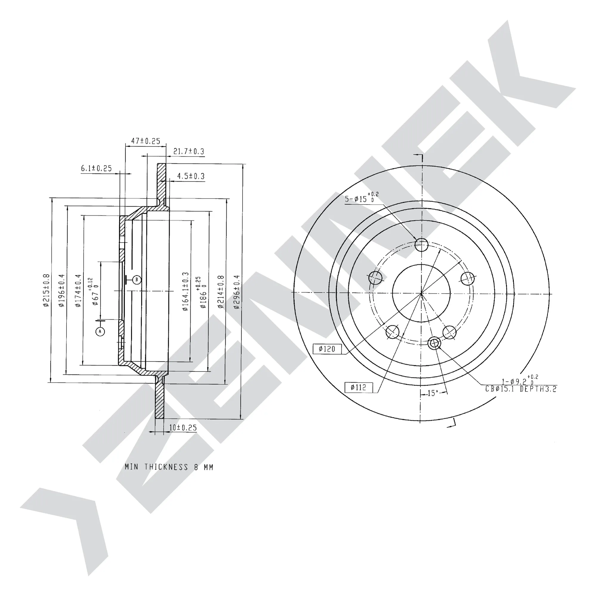 Диск тормозной задний MERCEDES VITO W639 03-14 (2 шт) ZENNEK DBD0167