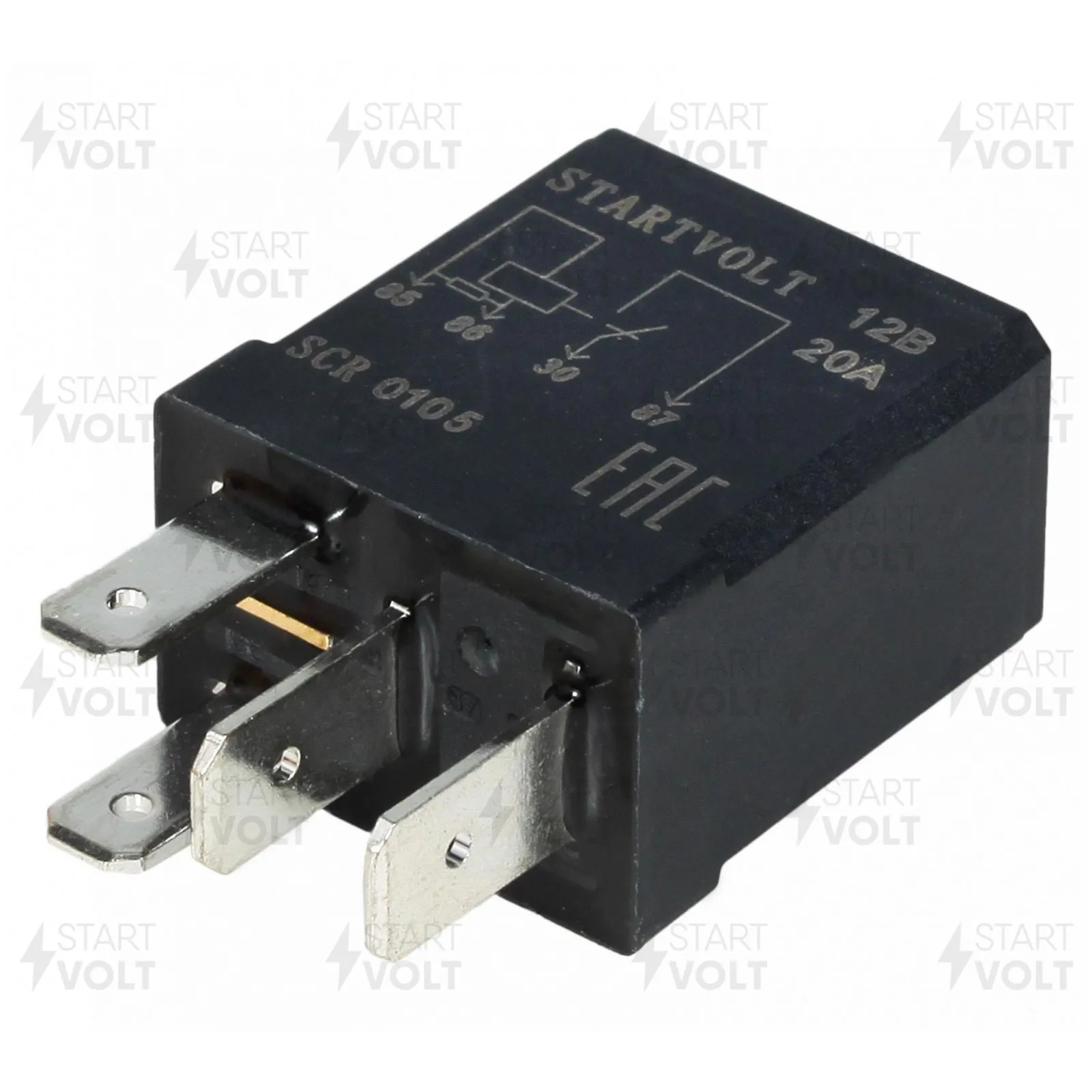 Реле автомобильное 4 конт. 12V 20A (с резистором) STARTVOLT SCR 0105