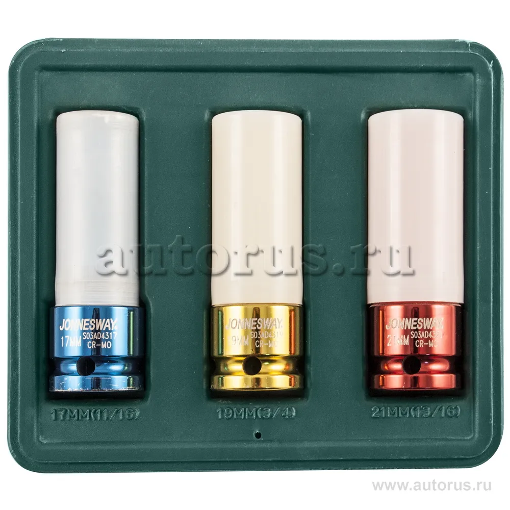 Набор головок ударных 1/2DR 3 пр. тонкостенная JONNESWAY S03AD4303S