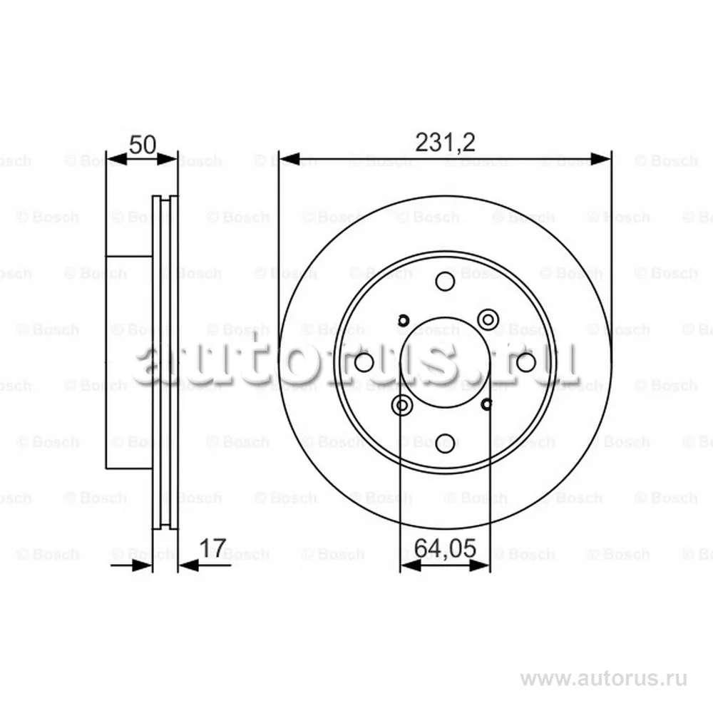Диск тормозной PREMIUM 2, передний, SUZUKI SWIFT II 89-05 BOSCH 0986479R96
