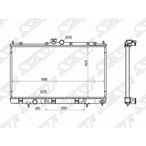 Радиатор MITSUBISHI OUTLANDER/AIRTREK 4G63T/4G93/4G94 01-06 SAT MC00088