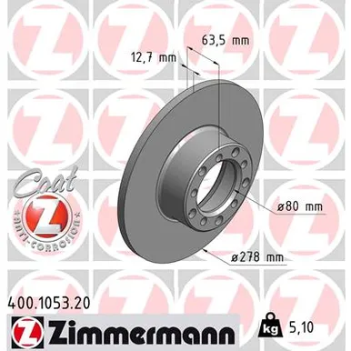 Диск тормозной передний MB W123 2.0-3.0TD 76-85 ZIMMERMANN 400105320