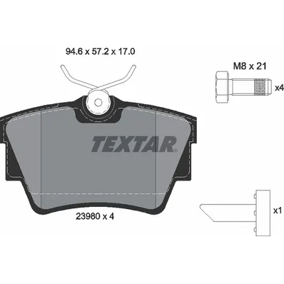 Колодки задние с противошумной пластиной Q+ NISSAN OPEL RENAULT VAUXHALL TEXTAR 2398001
