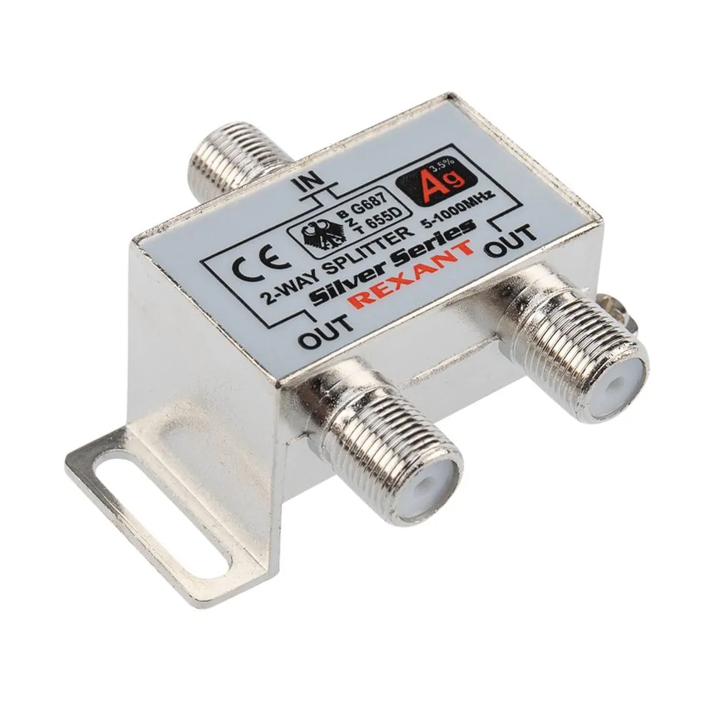 ДЕЛИТЕЛЬ ТВx2 + 3шт. F BOX 5-1000 МГц Silver REXANT 05-6101