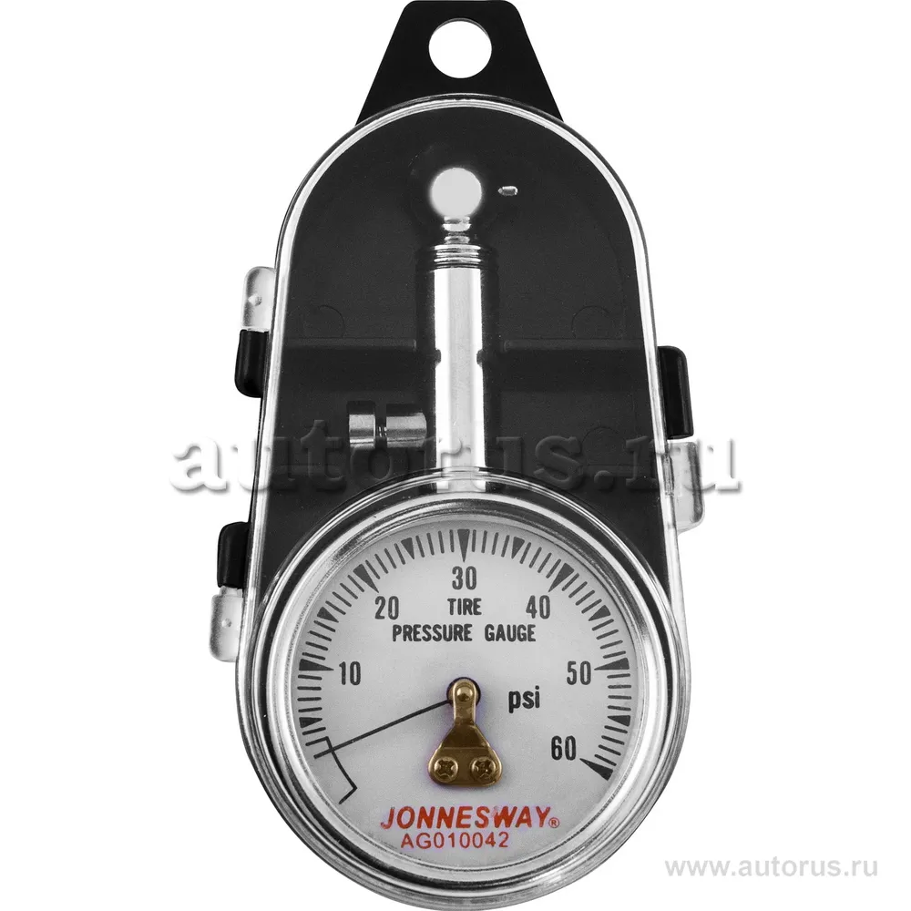 Манометр для шин металлический 5-60PSI в футляре JONNESWAY AG010042