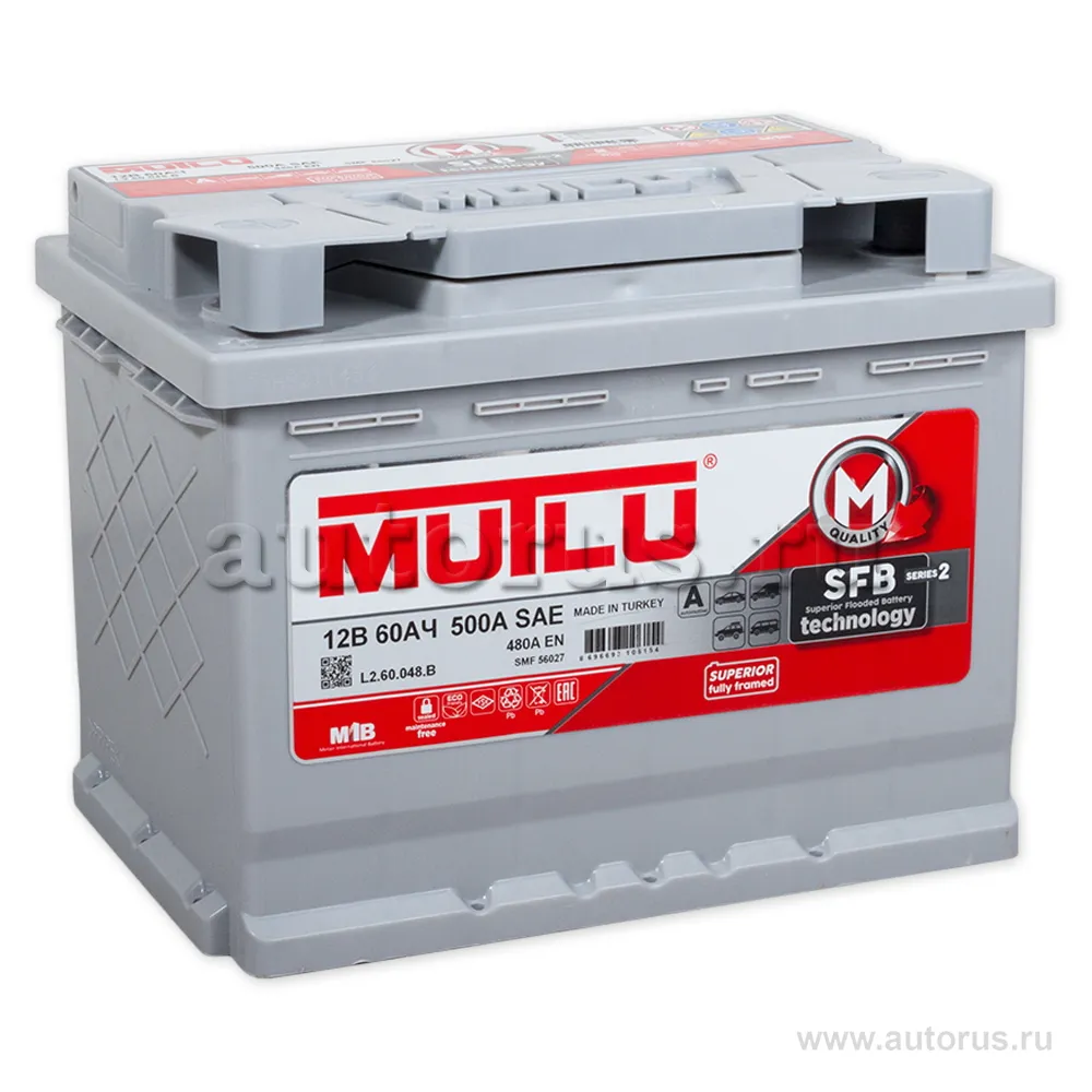 Аккумулятор MUTLU SFB 60 А/ч прямая L+ 242x175x190 EN480 А