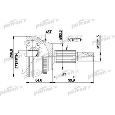 ШРУС наружн к-кт 30x63x27 ABS:48T TOYOTAL AVENSIS VERSO PATRON PCV1485
