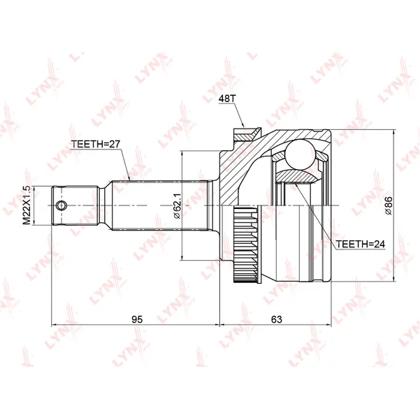 ШРУС наружный LYNXauto CO-3769A