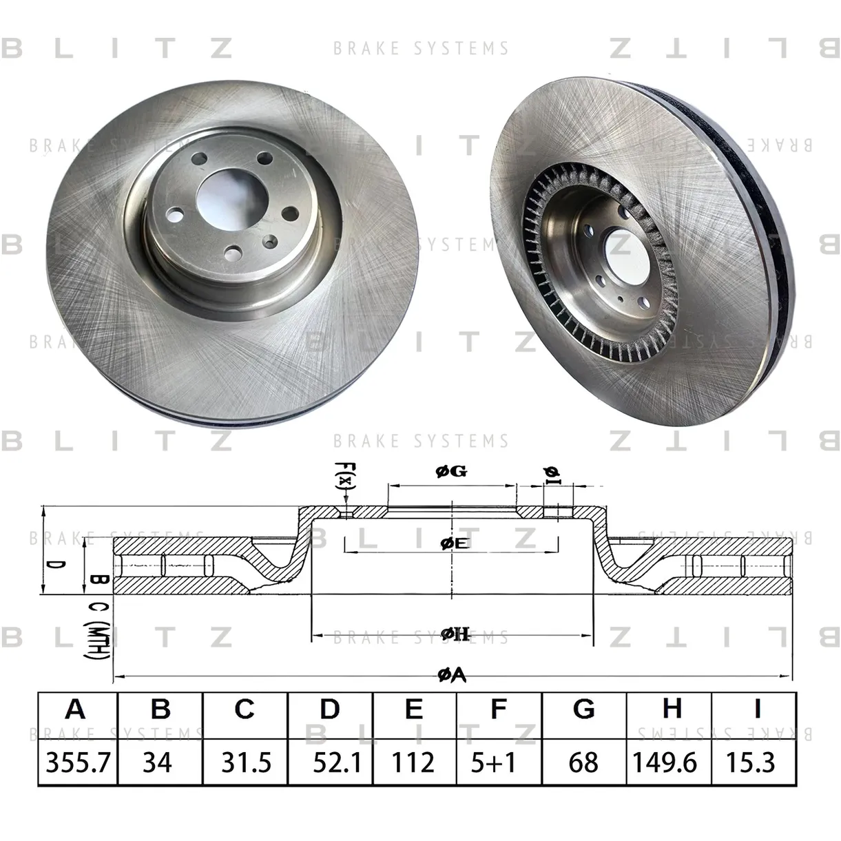 Диск тормозной передний вентилируемый AUDI A6/S6/A6 ALLROAD/A7/A8 09-> BLITZ BS0567